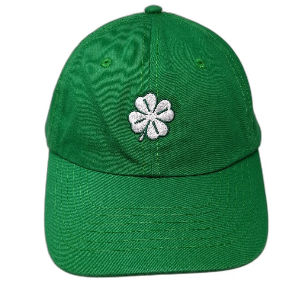 DALIX Baseball Cap Green One Size Embroidered Four Leaf Clover Cotton Strap Hat